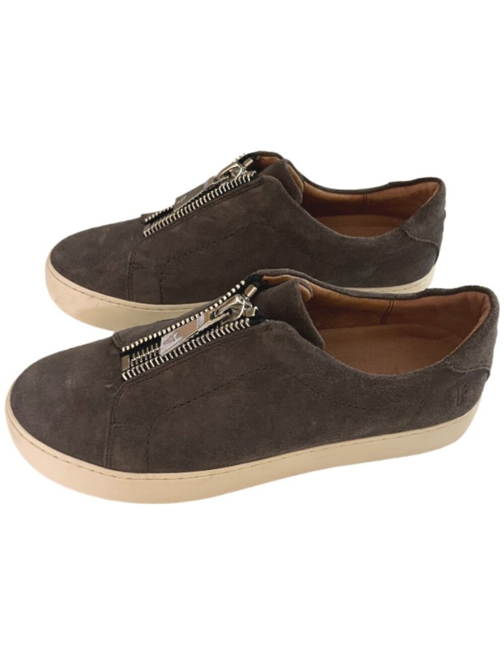 Frye Lena Suede Zip Platform Low Top Sneakers Grigio Grayish Brown Size 8.5